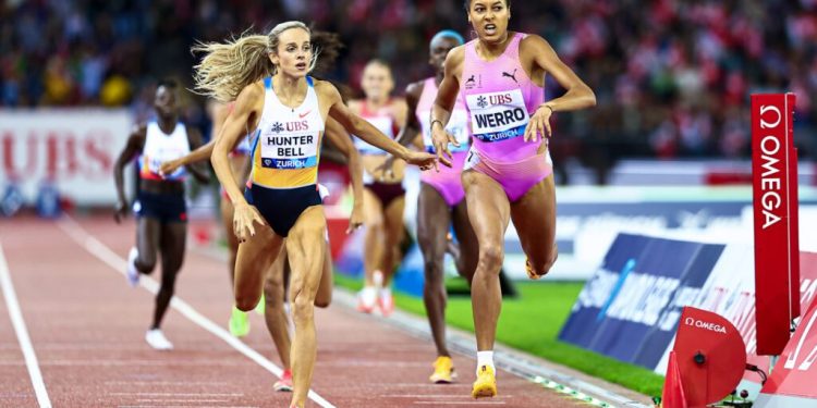 Audrey Werro no Meeting de Zurique com Georgia Hunter-Bell e Lilian Odira
